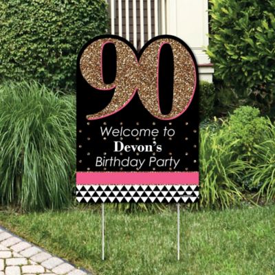 Chic 90th Birthday Pink Black And Gold Party Decorations