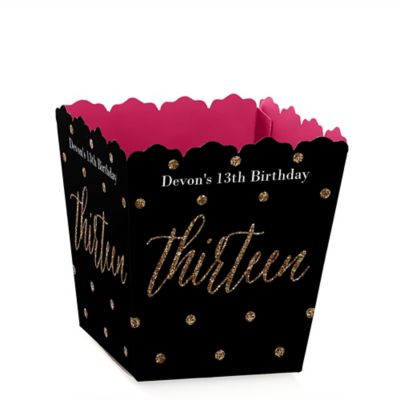 Chic 13th Birthday Pink Black And Gold Party Mini Favor Boxes