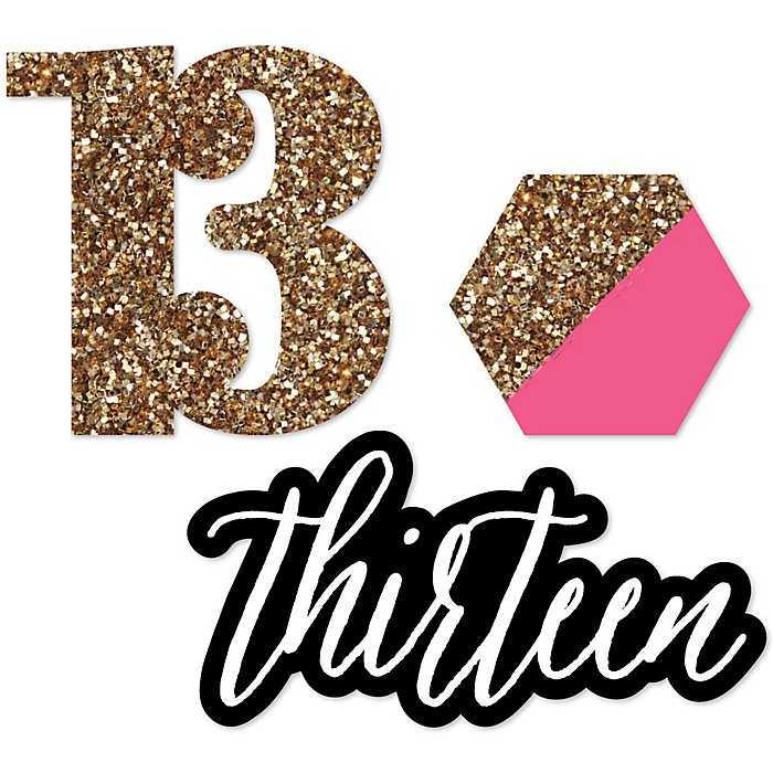 Chic 13th Birthday - Pink, Black and Gold - DIY Shaped Party Paper Cut ...