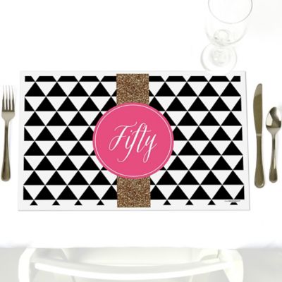 Chic 50th Birthday Pink Black And Gold Party Table