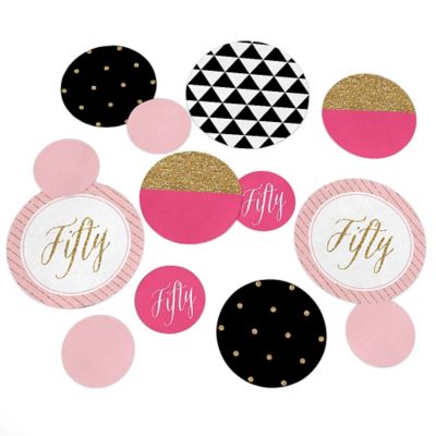 Chic 50th Birthday Pink Black And Gold Birthday Party Giant