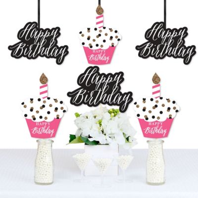 Chic Happy Birthday Pink Black And Gold Decorations Diy