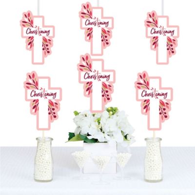 Christening Pink Elegant Cross Decorations Diy Girl Religious