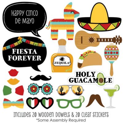 Cinco de Mayo - 20 Piece Mexican Themed Photo Booth Props Kit ...