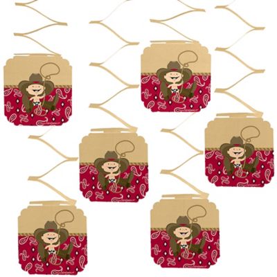 Little Cowboy Western Baby Shower Hanging Decorations 6 Ct