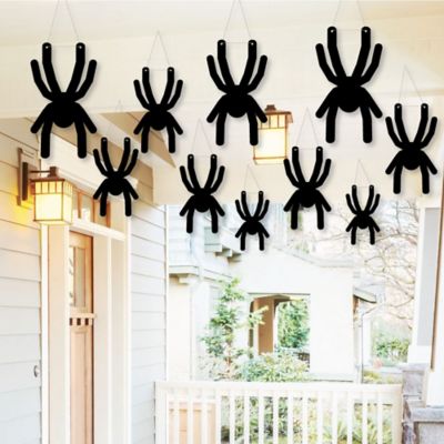 Hanging Creepy Spiders Outdoor Halloween Hanging Porch Tree Yard Decorations 10 Pieces