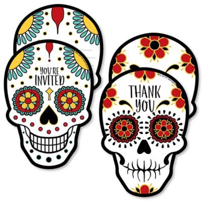 Day Of The Dead 20 Shaped Fill In Invitations And 20 Shaped