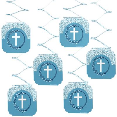 Blue Elegant Cross Boy Religious Party Hanging Decorations 6