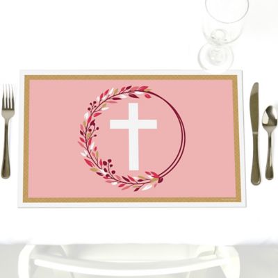 Pink Elegant Cross Party Table Decorations Girl Religious