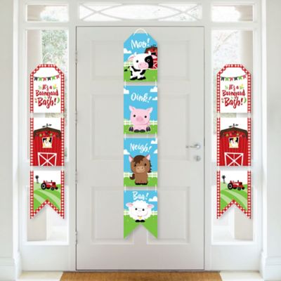 Farm Animals Hanging Vertical Paper Door Banners Barnyard Baby