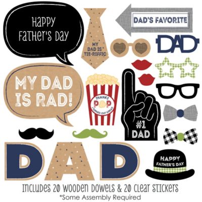 My Dad is Rad - 20 Piece Photo Booth Props Kit | BigDotOfHappiness.com