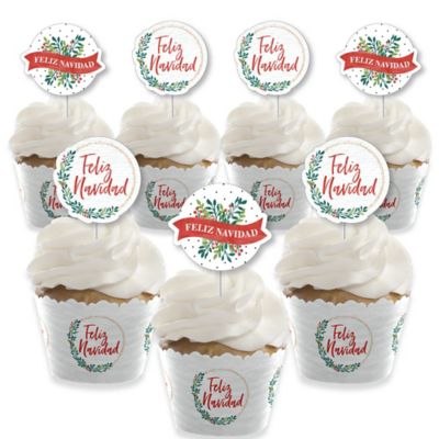 Feliz Navidad Cupcake Decoration Holiday And Spanish Christmas