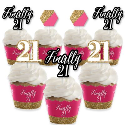 Finally 21 Girl Cupcake Decoration 21st Birthday Party Cupcake