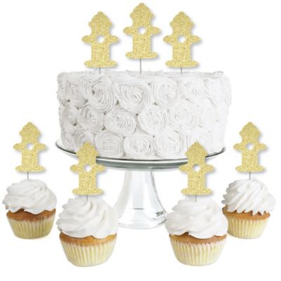 Gold Glitter Fire Hydrant No Mess Real Gold Glitter Dessert Cupcake Toppers Fired Up Fire Truck Firefighter Firetruck Baby Shower Or Birthday