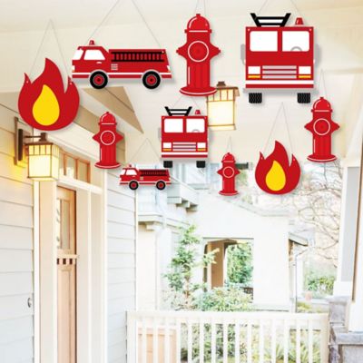 Hanging Fired Up Fire Truck Outdoor Firefighter Firetruck Baby