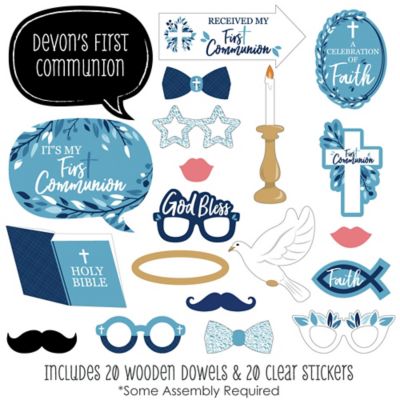 First Communion Blue Elegant Cross 20 Piece Boy Religious Party