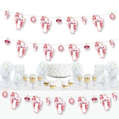 First Communion Pink Elegant Cross Girl Religious Party Diy