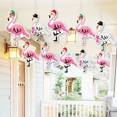 Hanging Flamingle Bells Outdoor Tropical Christmas Party Hanging Porch Tree Yard Decorations 10 Pieces