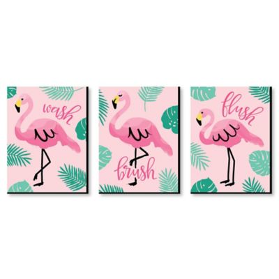 Pink Flamingo Kids Bathroom Rules Wall Art 7 5 X 10 Set Of