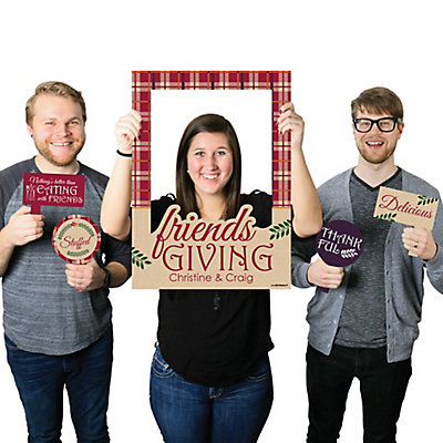 Friends Thanksgiving Feast - Personalized Friendsgiving Photo Booth Picture Frame & Props - Printed on Sturdy Plastic Material