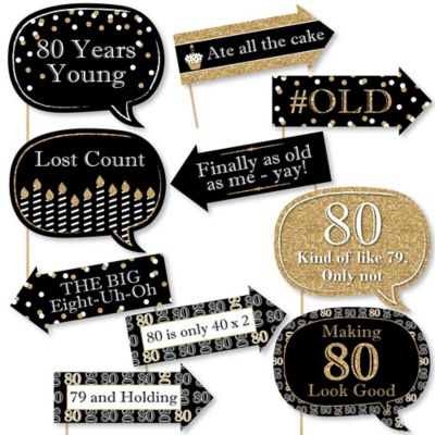 Funny Adult 80th Birthday Gold 10 Piece Birthday Party Photo