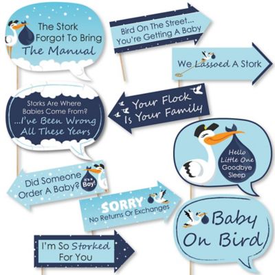 Funny Boy Special Delivery 10 Piece Blue Stork Baby Shower Photo