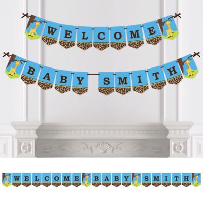 Giraffe Boy Personalized Baby Shower Bunting Banner Decorations