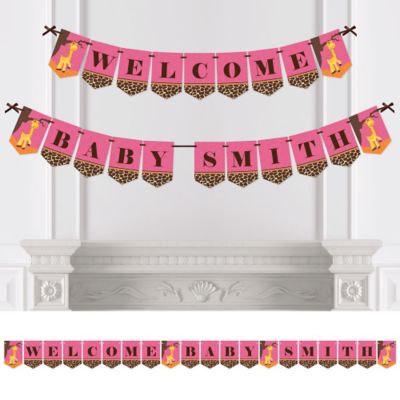 Giraffe Girl Personalized Baby Shower Bunting Banner Decorations