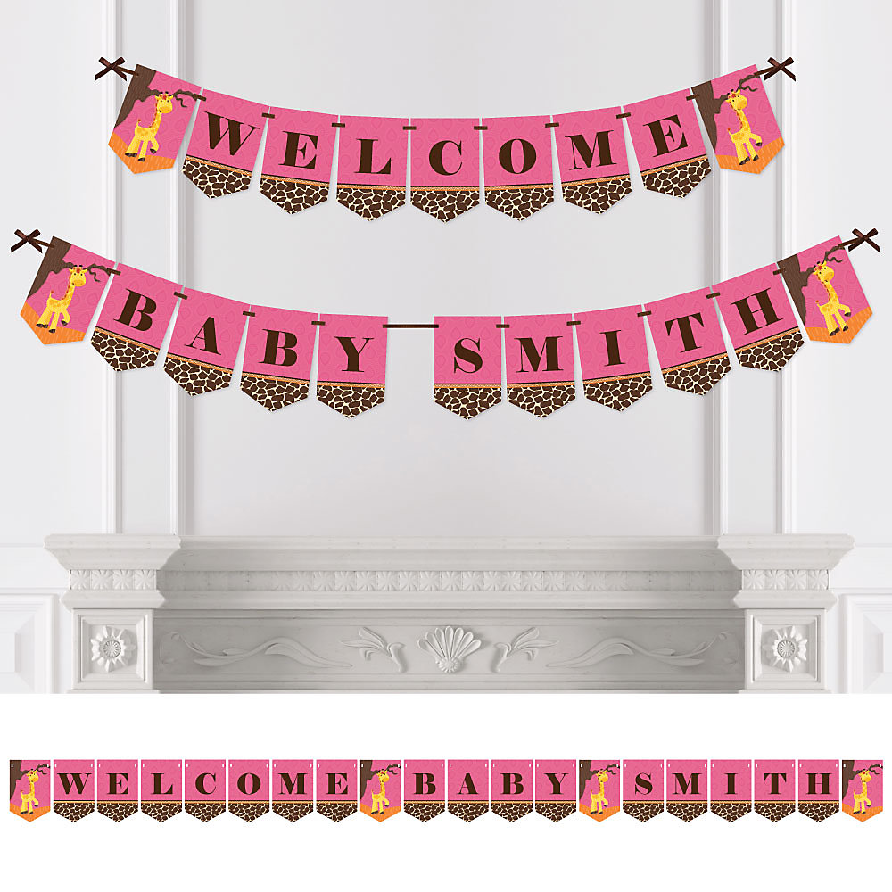 Giraffe Girl Personalized Baby Shower Bunting Banner Decorations Giraffe Girl Personalized Baby Shower Bunting Banner Decorations
