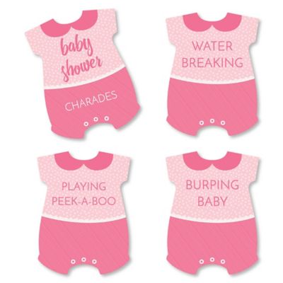 Baby Girl Pink Baby Shower Game Baby Charades Cards Set Of 24