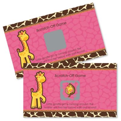 Giraffe Girl Baby Shower Game Scratch Off Cards