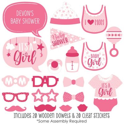 It S A Girl 20 Piece Pink Baby Shower Photo Booth Props Kit