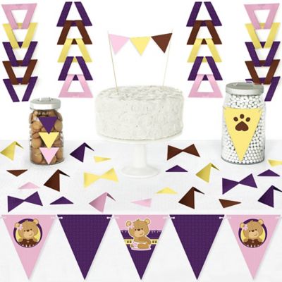 Baby Girl Teddy Bear Diy Pennant Banner Decorations Baby