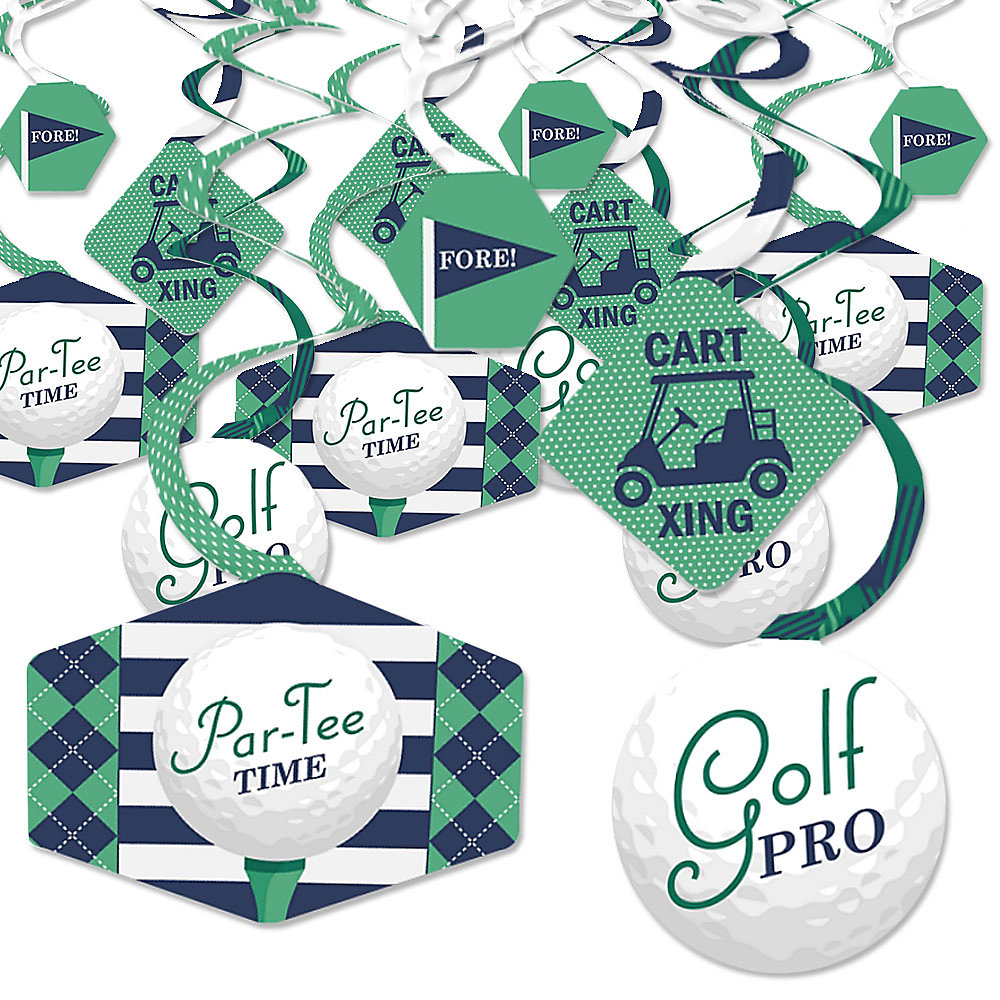 Par Tee Time Golf Birthday Or Retirement Party Hanging Decor Party Decoration Swirls Set Of 40