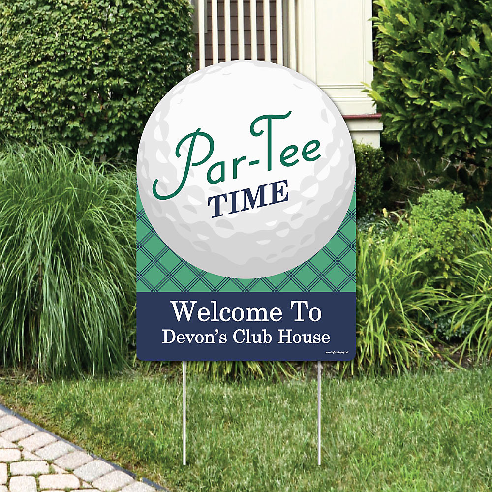 Par Tee Time Golf Party Decorations Birthday Party Or Baby Shower Personalized Welcome Yard Sign