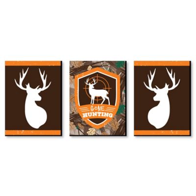 Gone Hunting Deer Hunting Decorations Camo Wall Art And Man Cave Decor 7 5 X 10 Inches Set Of 3 Prints