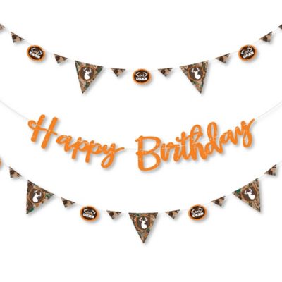 Gone Hunting Deer Hunting Camo Birthday Party Letter Banner
