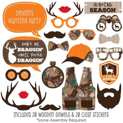 Gone Hunting - 20 Piece Deer Hunting Camo Party Photo Booth Props Kit ...