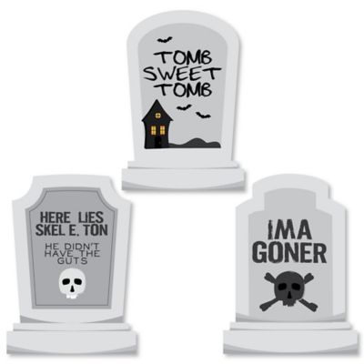Graveyard Tombstones - DIY Shaped Halloween Party Cut-Outs - 24 ct ...