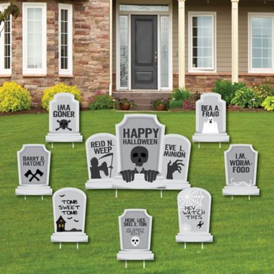 Graveyard Tombstones Yard Sign Outdoor Lawn Decorations Halloween Party Yard Signs Set Of 8