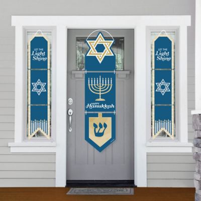 Happy Hanukkah Hanging Porch Front Door Signs Chanukah Holiday