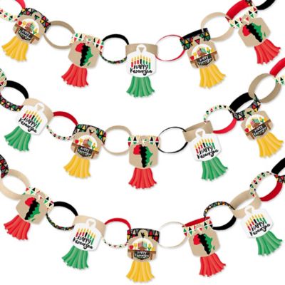 Happy Kwanzaa 90 Chain Links And 30 Paper Tassels Decoration Kit