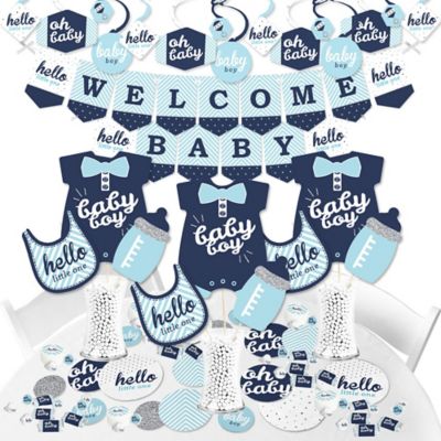 Hello Little One Blue And Silver Boy Baby Shower Supplies