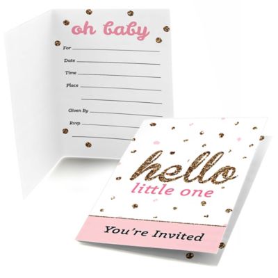 Hello Little One Pink And Gold Fill In Girl Baby Shower