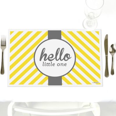 Hello Little One Yellow And Gray Party Table Decorations