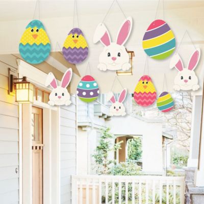 Hanging Hippity Hoppity Outdoor Easter Bunny Party Hanging Porch