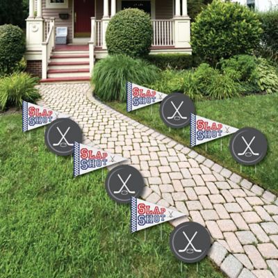 Shoot & Scores! - Hockey - Lawn Decorations - Outdoor Baby Shower or Birthday Party Yard Decorations - 10 Piece