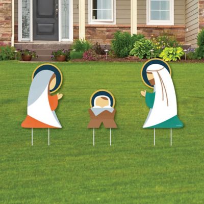 Holy Nativity Outdoor Lawn Sign Decorations With Stakes