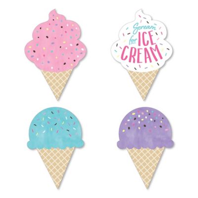 Scoop Up The Fun Ice Cream DIY Shaped Sprinkles Party CutOuts 24