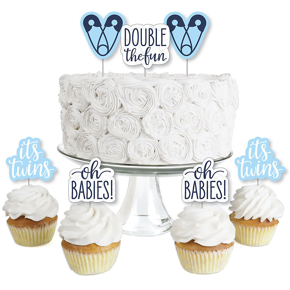 It S Twin Boys Dessert Cupcake Toppers Blue Twins Baby Shower It S Twin Boys Dessert Cupcake Toppers Blue Twins Baby Shower